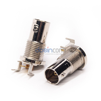 Connecteur Jack BNC Bulkhead RF 75 Ohms à Angle Droit Montage sur Circuit Imprimé