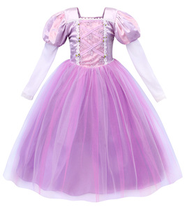 Kostum Putri Gaya Eropa untuk Pesta Halloween, Pakaian Natal Lengan Panjang, Kostum Rapunzel, Gaun Mewah untuk Anak Perempuan - Product Image 3
