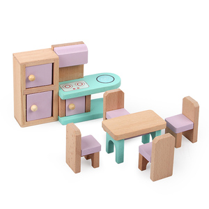 Gioco di imitazione di ruolo <span class=keywords><strong>in</strong></span> legno da 24 pezzi per bambini Mini mobili gioco fai da te giocattoli educativi per la casa delle bambole per bambini - Product Image 3