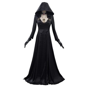 Robe longue noire en polyester pour femme, costume de cosplay Halloween 8 Moth Lady, tenue de scène pour fête et performance TV & cinéma - Product Image 1