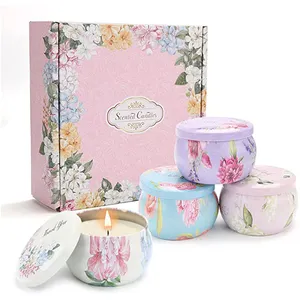 Wholesale Aromatic Elegant Gift Set Candle Jar With Lid Dry Flower Luxury Soy Wax Scented Candle