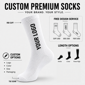 Chaussettes de course personnalisées avec logo OEM, respirantes, anti-humidité, en nylon, avec coussinets, chaussettes de sport personnalisées - Product Image 1