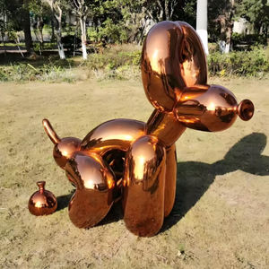 Ukiran anjing balon baja tahan karat tahan lama desain Modern Multi warna kreatif patung batu seni logam taman luar ruangan - Product Image 1