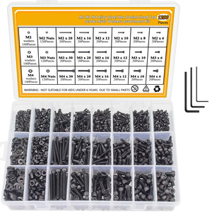 M2 M3 M4 Alloy Steel Hex Socket Head Cap Screws Nuts Washers Assortment Kit 1200 Pieces Metric DIN 912 Grade 12.9 - Product Image 1