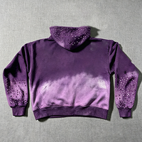 Sweat à capuche décontracté et tendance pour homme, style streetwear, en coton 100% de haute qualité, délavé à l'acide, dégradé, avec strass, personnalisé