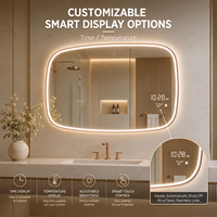 Miroir de salle de bain LED à cadre irrégulier avec éclairage avant et arrière, miroir de vanité anti-buée, 3 couleurs réglables, fonction mémoire