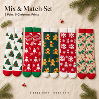 Chaussettes de Noël à motif de sapin de Noël et de flocon de neige, bord côtelé, antibactériennes, usage quotidien, cadeau d'hiver