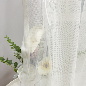 2022 자카드 화이트 거실 칠면조 쉬폰 깎아 지른 얇은 명주 그물 수 놓은 준비 보일 커튼 폴리 에스테르 직물 - Product Image 6