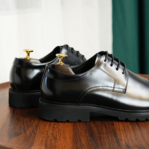 Chaussures en cuir Oxford Derby à bout carré respirantes de style britannique pour jeunes hommes, formelles et décontractées, de haute qualité - Product Image 4