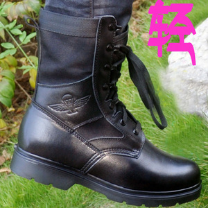 Bottes de combat pour hommes, hautes, en cuir patchwork, imperméables, résistantes à l'abrasion, anti-perforation, légères, à talon bas, pour l'entraînement - Product Image 4