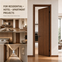 Porte intérieure moderne à panneau plat sur mesure avec finition grain de bois pour projets résidentiels, hôteliers et d'appartements