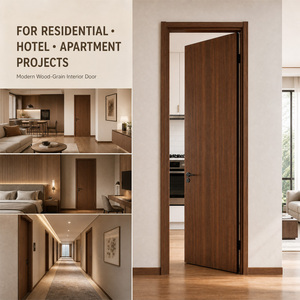 Puerta Interior Moderna de Panel Plano con Acabado de Grano de Madera, Tamaño Personalizado al por Mayor para Proyectos Residenciales, Hoteles y Apartamentos - Product Image 2