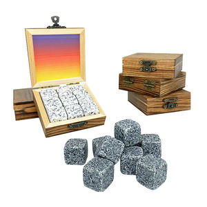 Bar riutilizzabile Bourbon Bullet Cool Men presenta in granito agghiacciante Cocktail rock pietre di whisky Set regalo cubetto di ghiaccio con scatola di legno - Product Image 1