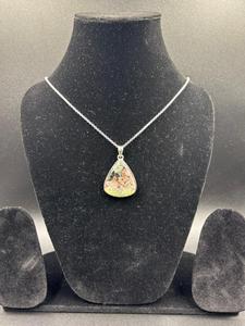 Collier en argent sterling 925 de jaspe océanique avec chaîne en plaqué or avec diamant Cadeau de bijoux de mode pour elle - Product Image 2