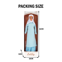 Poupée de 11,5 pouces, poupée musulmane avec hijab, robe longue abaya modeste et foulard assorti, poupée de jeu de mode islamique traditionnelle