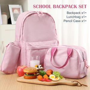 3 Pcs Trường Ba Lô Cho Cô Gái Tuổi Teen Bookbags Trọng Lượng Nhẹ Trẻ Em Thiết Lập Với Hộp Ăn Trưa Và Bút Chì Trường Hợp - Product Image 6