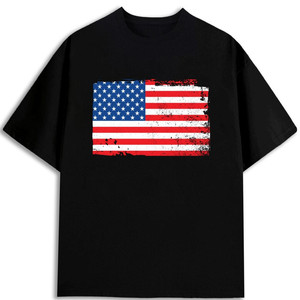 Camiseta Patriótica para Hombre con Estampado de Bandera Americana, 100% Algodón, 180 g/m², Cuello Redondo, Hecha en EE. UU., Modelo MBT-1161208423 - Product Image 1
