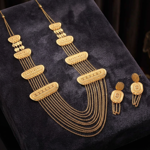 Forming Gold Filled <b>Long</b> <b>Necklaces</b> Set, Traditional Jewelry Set, Luxury Jewelry, Fashion Jewelry, Brass Gold Plated Jewelry Set. - Product Image 2