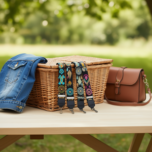 Cinturino a loop da 5 cm per borsa con motivo ricamato e gancio in metallo - Product Image 3