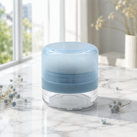Boîte d'emballage cosmétique transparente recyclable personnalisée pour poudre compacte en deux parties avec houppette
