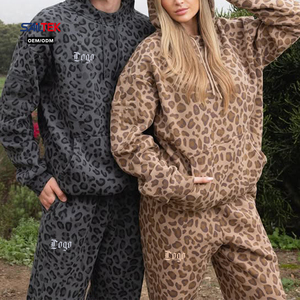 Conjunto de Sudadera con Capucha y Pantalones Deportivos Extra Grandes con Estampado de Leopardo Personalizado, con Antifaz, Estilo Hip Hop, Traje de Dos Piezas para Hombre y <span class=keywords><strong>Mujer</strong></span> - Product Image 2