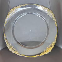 Classique Partie Décoratif En Plastique Acrylique Mélamine En Vrac 13 Pouces Rond Or Blanc Clair pour Plaque De Chargeur De Mariage avec Jante En Or