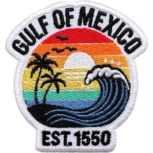 Parche Bordado Personalizado del Golfo de México de 3 Pulgadas, Termoadhesivo o para Coser, Aplique de Tela para Viajes - Product Image 1