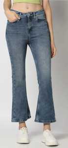 Jean en denim pour femme, confortable, écologique, coupe bootcut, délavé au sable, teint en pièce, respirant, lavable, couleur unie, taille mi-haute, collection automne - Product Image 3