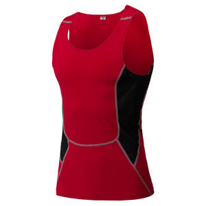 맞춤 로고 피트니스 보디빌딩 O넥 운동 압박 스포츠 머슬 민소매 티셔츠 남성용 탱크탑 (헬스장용) - Product Image 4