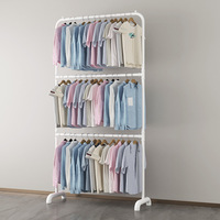 Porte-manteau simple à double niveau sur pied, séchoir à vêtements à tringle unique pour chambre, salle de bain, balcon, usage domestique