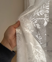 Cortinas Translúcidas Blancas con Diseño Floral Jacquard Francés ZSTARR, Cortinas con Pliegues para Ventana, Filtrado de Luz y Privacidad para la Sala de Estar