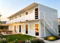 Maison conteneur pliable à 2 étages, hôtel conteneur modulaire préfabriqué avec balcon, hébergement portable pour camping et complexe hôtelier