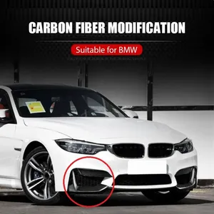 2 pièces pour BMW F80 M3 F82 F83 M4 2014-2019, lames de pare-chocs avant en fibre de carbone véritable, ailerons avant, garnitures de phares antibrouillard - Product Image 1