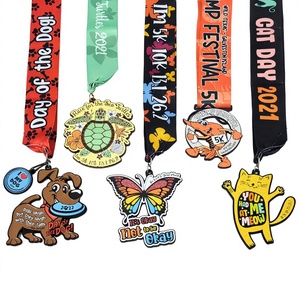 Medallas Deportivas Personalizadas de Aleación de Zinc Fundido con Cinta, Diseños de Animales (Mariposa, Perro) y Formas Variadas, Electrochapadas para Maratones y Torneos - Product Image 2