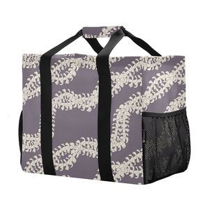 Cesta de Lavandería Grande de Lona con Diseño de Flores Hawaianas Puakenikeni, Bolsa de Compras Reutilizable con Asa Superior y Estampado Personalizado - Product Image 1