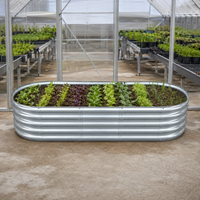 Bac de Jardin Modulaire Surélevé en Acier Galvanisé Ondulé, Grand Bac à Plantes Ovale en Métal Écologique pour Fleurs d'Extérieur - Vente en Gros
