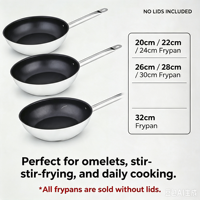 Batterie de cuisine professionnelle 3 pièces en acier inoxydable, compatible induction, fond capsule, base épaisse, poignée anti-chaleur, style américain