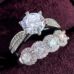 Set di Anelli Scintillanti per Coppie, Eleganti Gioielli di Lusso per Fidanzamento, Matrimonio e Feste, Regalo per Donne - Product Image 1