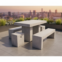 Ensemble complet de table et de tabourets en ciment faits à la main de style traditionnel avec un design personnalisable, meubles d'extérieur pour les parcs