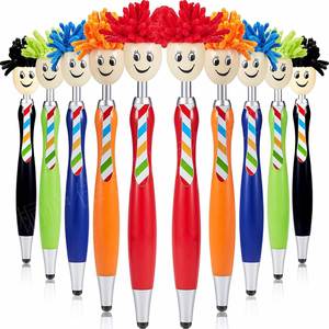 Nouveau style de tête de poupée en peluche, cadeau de Noël promotionnel, stylet tactile avec logo plastique personnalisé, motif visage souriant de dessin animé - Product Image 2