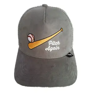 कस्टम 100% पॉलिएस्टर सूट चमड़े 5 पैनल बेसबॉल कैप हैट गोरस ट्रक के साथ टोपी टोपी