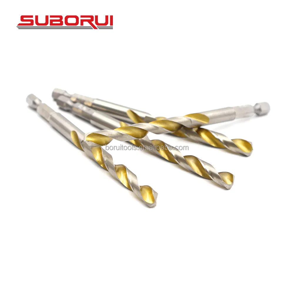 Suborui Trong Kho Nhà Máy Bán Buôn Hss 4341 Hex Shank Twist Kim Loại Khoan Bits Đối Với Kim Loại Gỗ