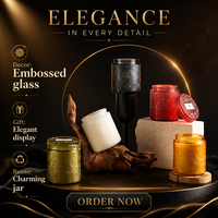 Bougie parfumée en verre gaufré 5 couleurs avec couvercle en verre, décoration d'intérieur, vente en gros, fournisseur OEM ODM, marque privée