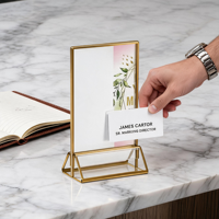 Exhibidores de Números de Mesa Triangulares Verticales de Acrílico A4 A5, Modernos y Profesionales, Porta Menús para Navidad, Marca HQ