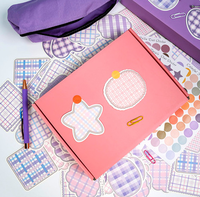Ensemble de papeterie mignon et kawaii pour filles, comprenant un carnet de planification DIY rose, des notes adhésives, un bracelet, un stylo, une trousse à crayons, un coffret cadeau pour étudiants