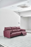 Sofá Reclinable Modular Grande y Moderno de Cuero Genuino para Sala de Estar, Tres Plazas, Extensible, con Funciones de Masaje y Refrigeración