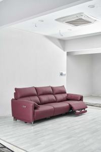 Sofá Reclinable Modular Grande y Moderno de Cuero Genuino para Sala de Estar, Tres Plazas, Extensible, con Funciones de Masaje y Refrigeración - Product Image 3