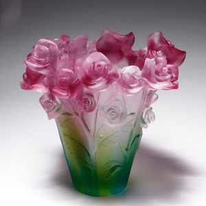 Glass art rose vase home decoration craft living room practical <b>gift</b> handmade ornament - Product Image 2