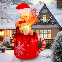 Homme en pain d'épices gonflable de 6 pieds dans une tasse de chocolat chaud avec lumière LED, ornement de Noël pour la cour, la pelouse, la maison, la décoration extérieure des fêtes