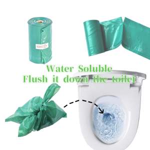 Sacs à déjections pour animaux de compagnie biodégradables en PVA, sacs compostables écologiques, grossiste en sacs à déjections pour chiens jetables dans les toilettes - Product Image 3